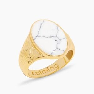 Last‎ One Gorjana New Size 8 Ring 18k Gold Plated Power Gemstone Howlite Calming